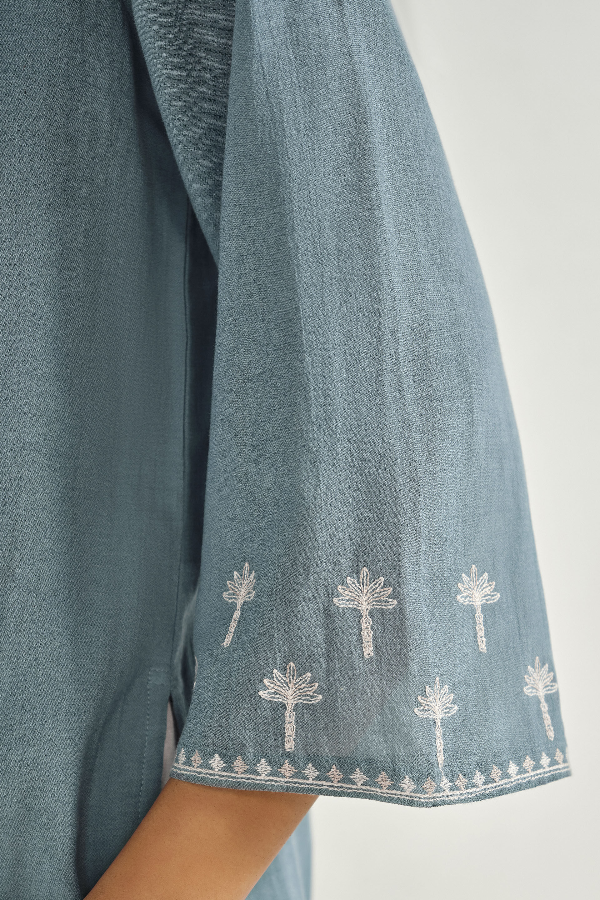 Misty Blue Embroidered Tunic, Blue, image 3